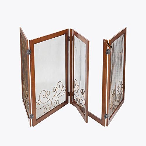 OOAKforHome Nutty floral on mesh gate (solid birch wood), 96"(8ft) Width x 32" H. 4-panel room divider