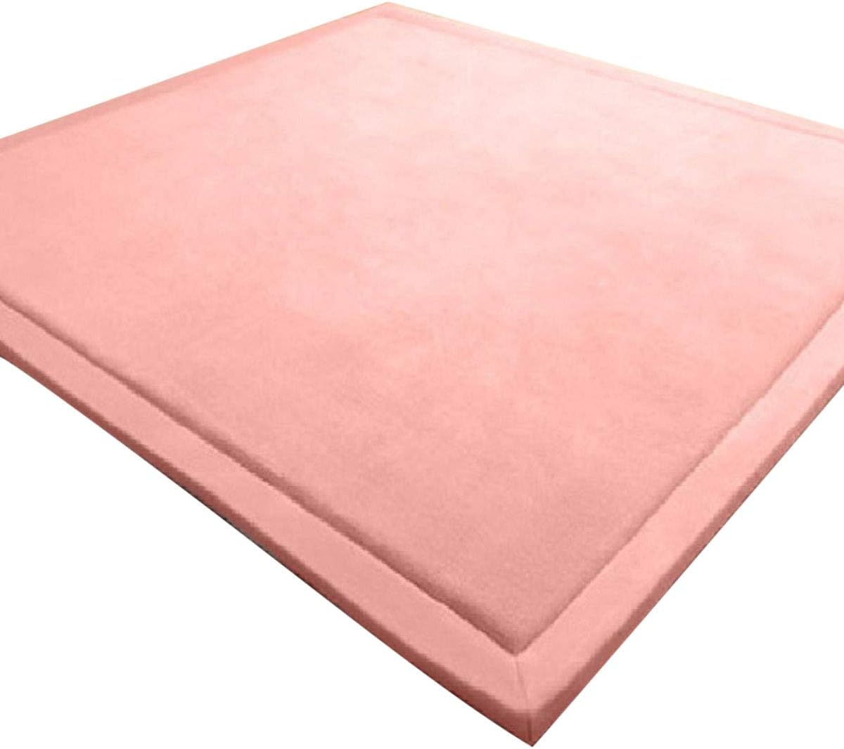LEHOUR Coral Velvet Tatami Rugs Baby Safe Hairless Carpets Kids Playing Mats Non-slip Large Size Nursery Rugs for Living Room, Baby’ s Bedroom (Pink, 200 * 200CM)