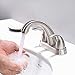 Phiestina Centerset 4 Inch Brushed Nickel 2 or 3 Holes Stainless Steel Bathroom Sink Faucet, 2 Handle Bathroom Faucet with Copper Pop Up Drain and Water Supply Lines, BF008-5-BN