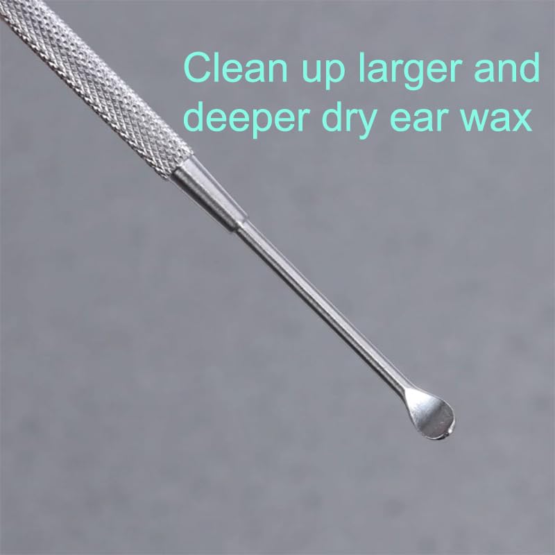 2 Pack - Stainless Steel Ear Spoon Portable Double-Ended Ear Pick Ear Wax Removal Tools Cleaning Ear Cleaner Spoon Spiral Ear Clean Tool