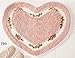 Heart Shape Bath Rug - Cute Floral Rose Heart Shaped Floor Rug Pink Plush Floor Mat Washable Rugs Small Soft Carpet with Non-Slip Backing Doormat Shower & Toilet Rugs Bathroom Accessories