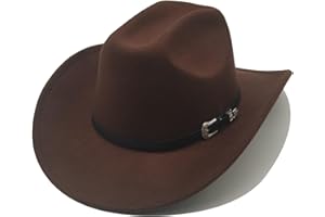 Classic Cowboy Hat for Men Women Western Cowgirl Hats Felt Fedora Hat with Buckle Belt Cowboy Costume