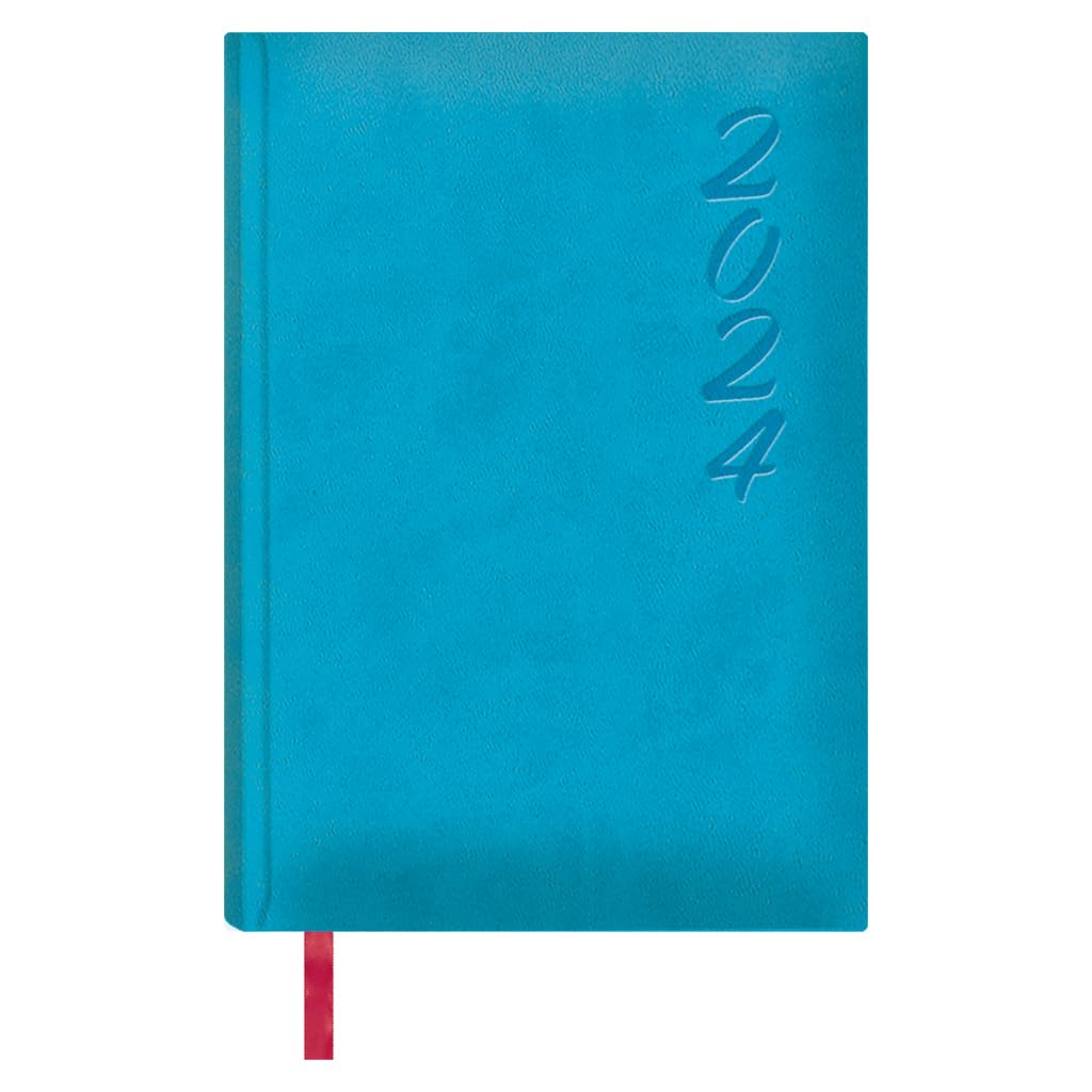 Dohe - 2024 Diary - Day Page - Size: 15 x 21 cm (A5) - 336 Pages - Stitched Binding - Hardcover - Turquoise Blue - Brasilia Model