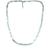 HASKARE Real Crystal Beaded Necklace for Men Protection Natural Stone Necklaces Minimalist Blue Gemstone Handmade Adjustable Aquamarine Beads Necklace, Spiritual Jewelry Stuffers for Him Good Luck
