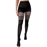 Mrotrida Women's Print Fishnet Tights High Waist Pantyhose Gothic Punk Mesh Fishnet Stockings