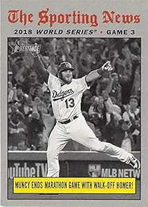 Max Muncy baseball card 2018 World Series Game 3 Walk Off Home Run (Los Angeles Dodgers) 2019 Topps Heritage #307