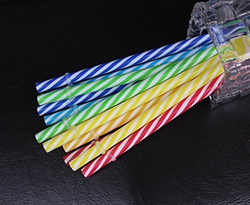 Reusable Plastic Thick Drinking Straws,BPA-Free 10 Piece Mix Seven Color for Party or Family Use