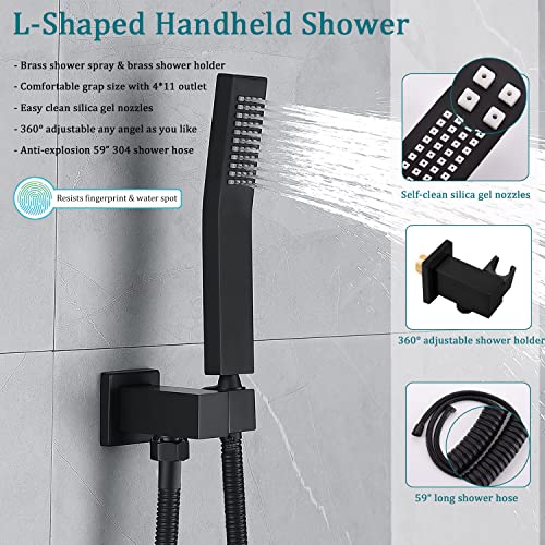 YESIMI Bathtub Shower System Matte Black All Metal Tub Shower Faucet