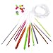 Tinksky 12 Sizes Colorful Plastic Carpet Crochet Hooks Knitting Needles 3.5mm to 12.0mm with Cable