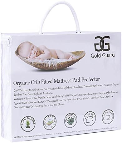 Gold Guard Bamboo Waterproof Mattress Pad Protector - Soft Fitted Baby Crib Mattress Pad Cover Protector,Toxic Free & Hypoallergenic