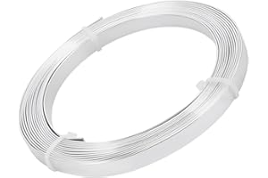 BENECREAT 16.5 Feet 10mm Wide Flat Jewelry Craft Wire 18 Gauge Aluminum Wire for Bezel, Sculpting, Armature, Jewelry Making - Silver