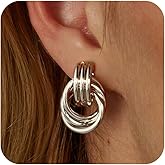 Hothrty Silver Earrings for Women Silver Earrings Trendy Chunky Silver Hoop Earring Dainty Earring Set Silver layer Jewelry for Woman Gift