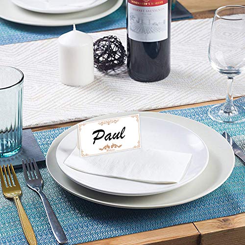 LeeLoon 130 Pcs Place Cards, Distinguished Style Folded Small Tent Cards with Golden Name Seating Cards for Weddings, Banquets, Events,Dinner Parties,Guest Seating, Buffet-(2.2 x 3.5 Inches) - Thumbnail 5