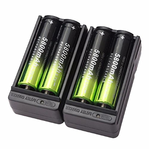 FTXJ 4PC Rechargeable 5800mAh Li-ion 18650 3.7V Battery + 2PC Charger