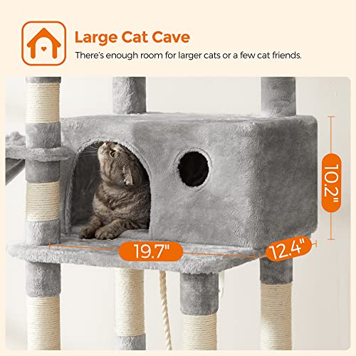 FEANDREA Cat Tree, Large Cat Tower, 64.6 Inches, Cat Activity Center