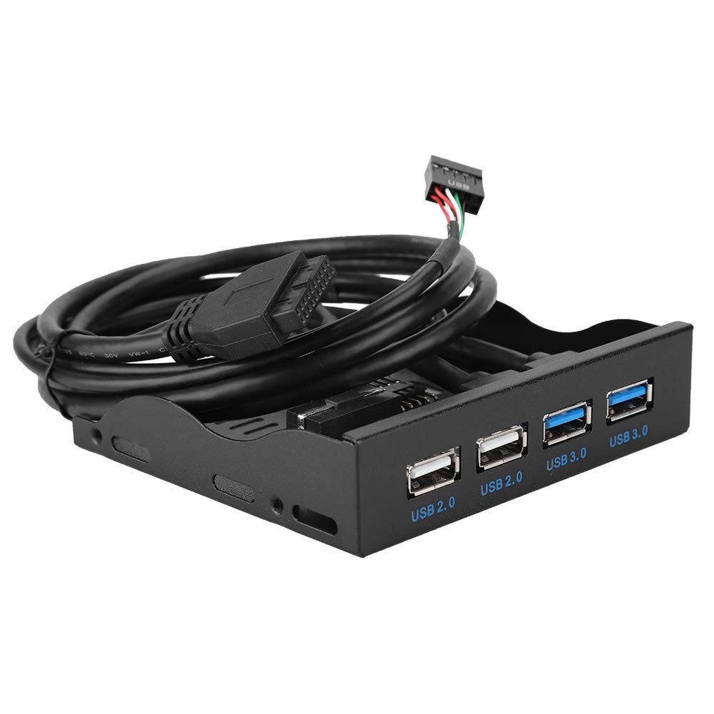 Wendry 3.5-inch USB Front Panel, Multi-Function 19PIN/9 Pin High Speed USB3.0+USB2.0 4-Port Floppy Drive Front Panel for Desktop