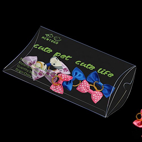 MEWTOGO 30 pcs/15 pairs Pet Hair Bows With Rubber Bands-Dog Hair Accessories with Different Pattern (rubber band)