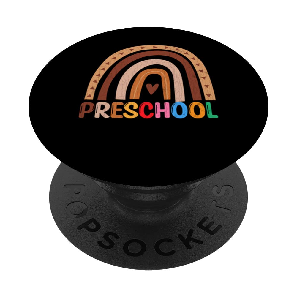 Pre School Rainbow Funny First Day Back To School Graphic PopSockets Swappable PopGrip