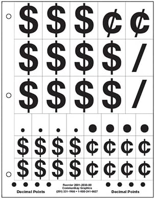 Communikay Graphics 1" and 2" Dollar/Cents/Decimals, 10 Per Pack