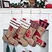 Beyond Your Thoughts Family Burlap Rustic Christmas Stocking Set of 4 (Extra Large) Embroidered Linen Christmas Ornament Family Decorations (18 inch)