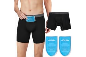 SAVOVUX Vasectomy Underwear -Comes with 2-Custom Fit Ice Packs and Snug Boxer Briefs for Testicular Support and Pain Relief L