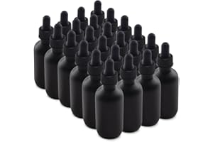 The Bottle Depot - 2 oz Glass Dropper Bottle - 24 Pack - Black Frosted - Tincture Bottles With Dropper