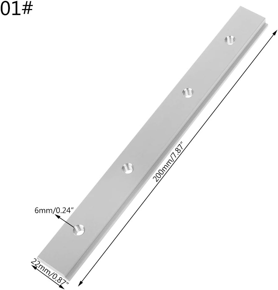 JOYKK M6 200mm Slide Slab T Track Slot For T-slot Miter Track Fixture Slot Router Table Woodworking Tools - Silver