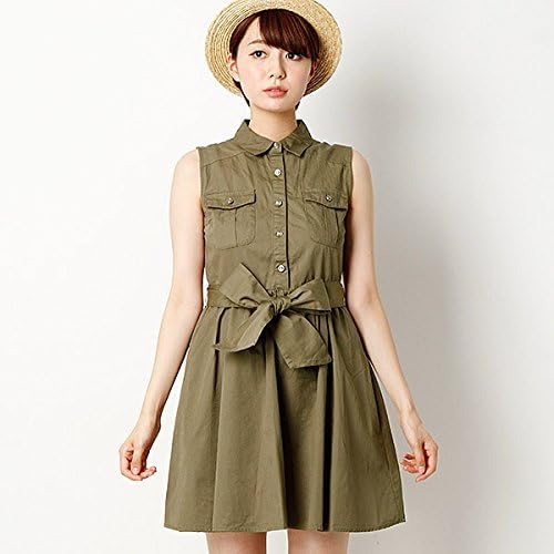 Amazon Co Jp イング Ingni ワンピース デニムノースリシャツop カーキ M 服 ファッション小物