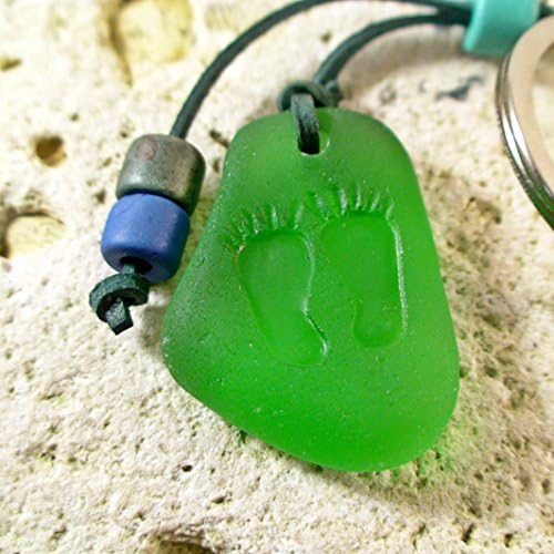 Footprint Keychain - Sea Glass Keychain - Footprint Bag Charm - Beach Accessories