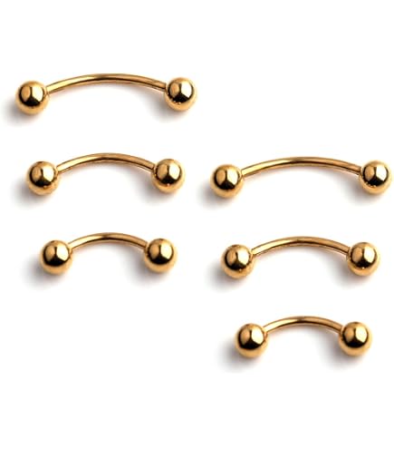 Amazon.com: AMASIS 14G Gold Curved Barbell Eyebrow Piercing