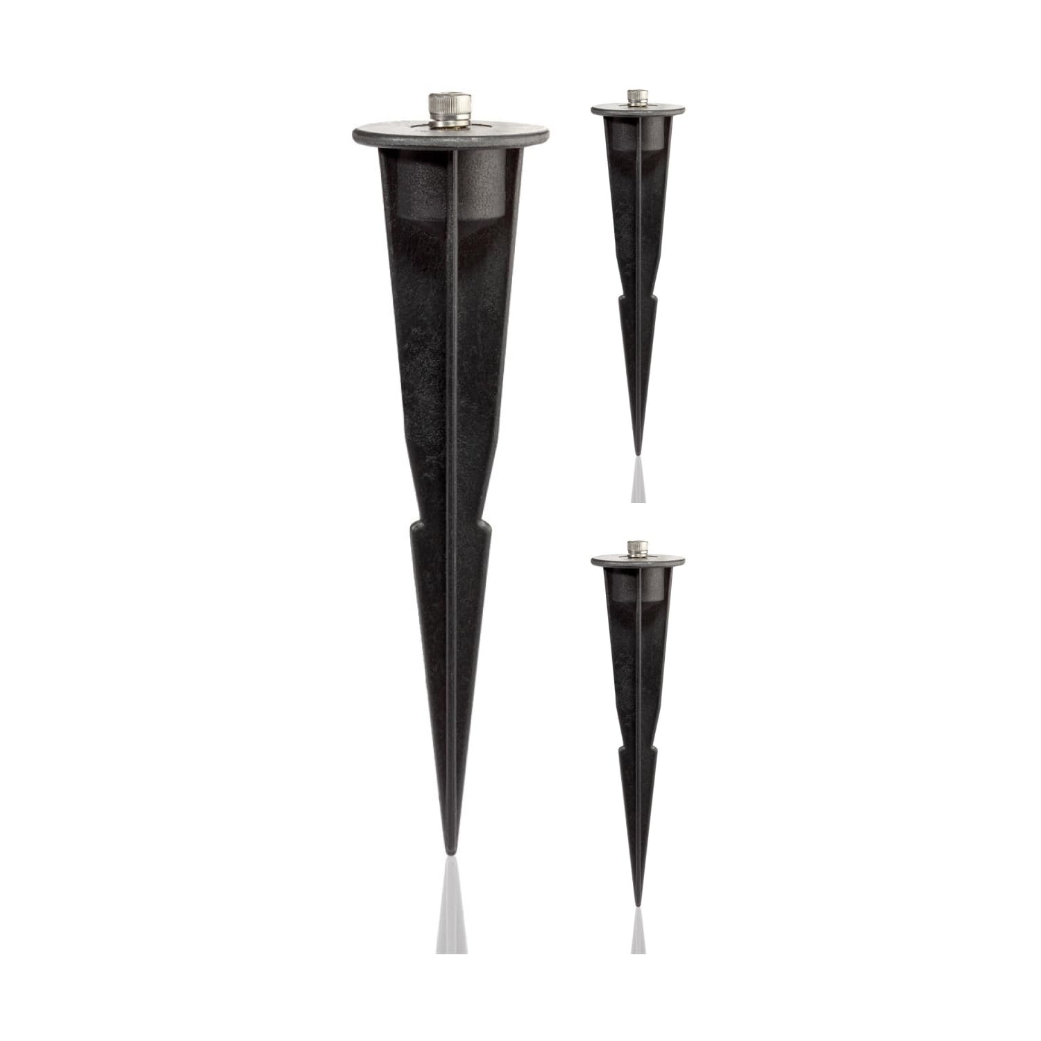 ledscom.de 3 Pieces Garden Ground Spike for Garden Lights, Black, 17cm, 45mm ⌀