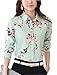 DPO Women's Collared Button Down Long Sleeve Shirt Printed Blouse Green 16,4XL