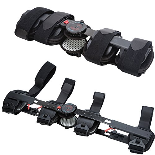 Hinged ROM Knee Brace, Adjustable Post OP Patella Brace Support Stabilizer Pad Orthosis Splint Wrap Medical Orthopedic Guard Protector