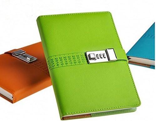 A5 PU Leather Journals Note books Secret Diary with Lock Password Lined , Locking Journal Diary - GREEN