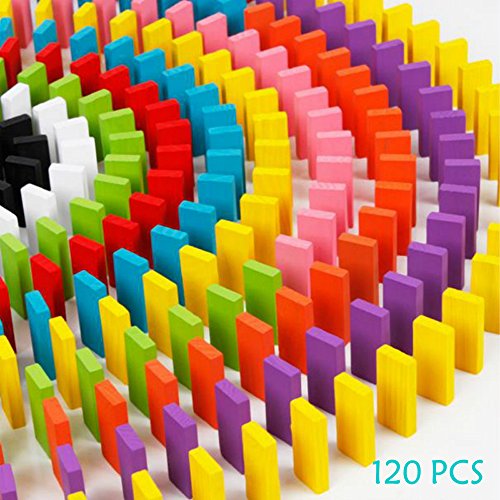 UPC 601209408521, 120pcs Wooden Dominos Blocks Set, Kids Game Educational Play Toy, Domino Racing Toy Game