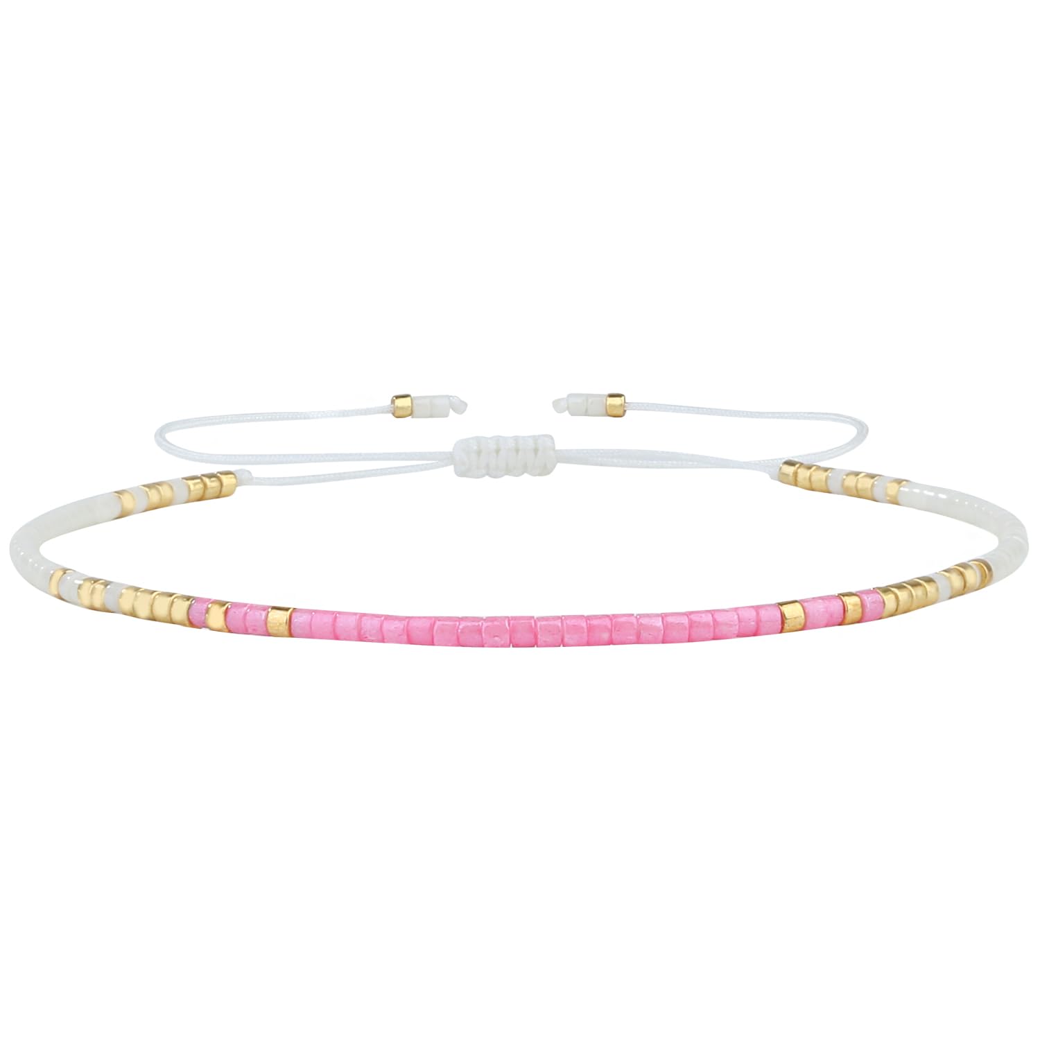 KELITCH New Miyuki Seed Bead Wrap Bracelets Woven Bohemian Friendship Bracelets Bangles for Women (Pink 20D)