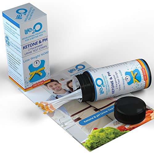 life2O 2in1 Ketone Test Strips with pH 100ct, Keto Sticks that