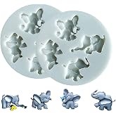 Cestony Cute Elephant Rose Flower Silicone Molds for DIY Cake Chocolate Topper Decoration Pudding Ice Cream Jelly Shots Desserts Crystal Gum Paste Mould Candy Fondant