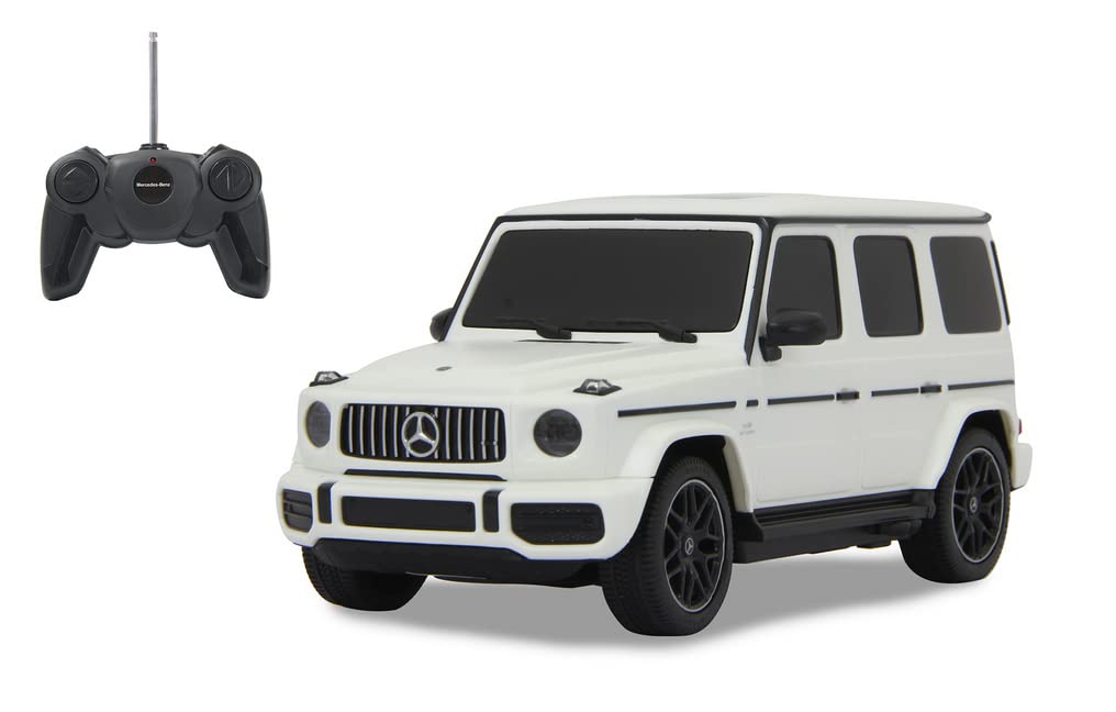 Jamara 405192 Mercedes-AMG G63 1:24 2.4 GHz officially licensed, up to 1 hour driving time at approx. 9 km/h, perfectly replicated details, workman, white