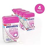 Mentos Mentos Gum Always White, Bubble Fresh, 4 Bottles, 100 Pieces Each (400 Pieces Total)