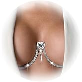 Rhinestone Sexy Chest Bracket Chain Crystal Heart Pendant Chest Bracket Bra Chain Rave Party Bikini Body Chain Jewelry Accessory for Women