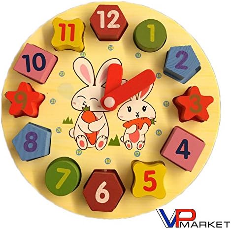 VVP Market Education Wooden Puzzle Jigsaw Clock Toy For Baby Kids Children's Unisex Funny Geometry Stacking Definition Time Toys Gift