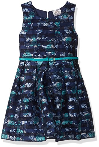 Beautees Girls' Little' Sleeveless Lace Skater Dress, Navy, 5 - Thumbnail 3