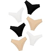 DEANGELMON Women Seamless Bikini Cheeky Underwear Invisible No Show Panties V-Waist Hipster Ladies Soft Stretch Multi Pack