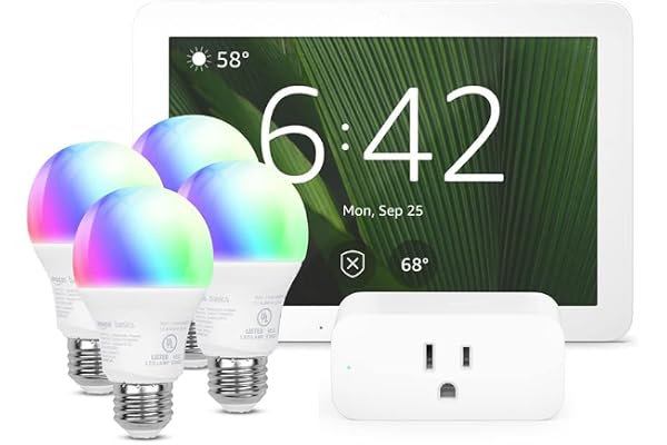 Smart Home Starter Kit | Includes Echo Hub, Amazon Smart Plug and 4 Amazon Basics Smart Bulbs, Designed for Alexa+