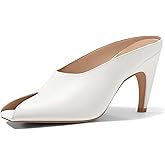 Coutgo Women's Kitten Heel Open Toe Slide Mules