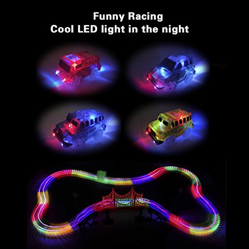 image for YanMall 4 Pack Magic Tracks Cars and 1 Screwdriver, Cars Race Track, (
