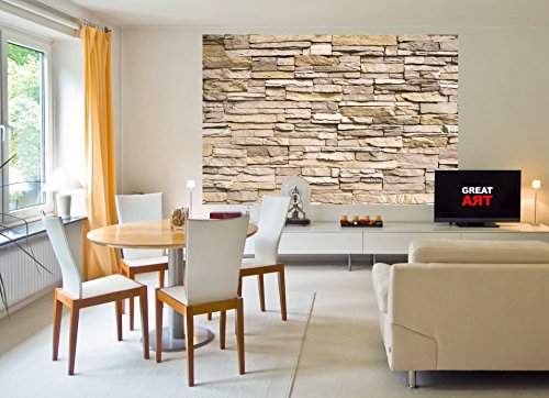 GREAT ART Wall Mural Stone Optic 3D Design- Decoration Stones Wallpaper Wall Covering Stonewall Slate Sandstone Poster (82.7x55 Inch) - Thumbnail 6