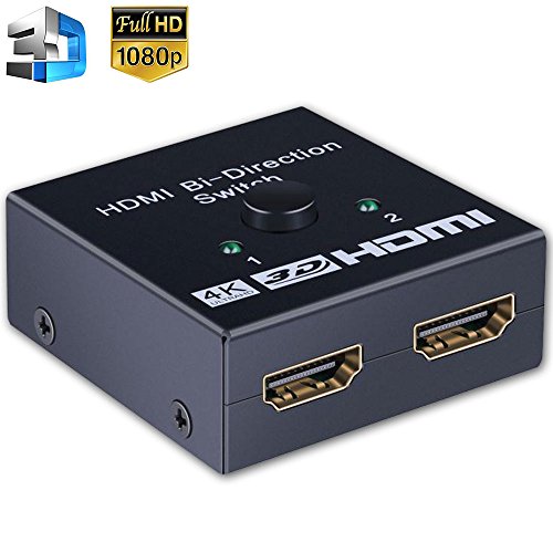 HDMI Switcher, Linkhood HDMI Bi-directional 1x2 2x1 AB Switch Splitter Hub-HDCP Passthrough-Supports Ultra HD 4K 3D Full HD1080p