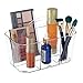 mDesign Plastic Makeup Storage Organizer Caddy Tote, Divided Basket Bin, Handle for Bathroom, Hold Eyeshadow Palettes, Nail Polish, Brushes, Shower Essentials, Small, Lumiere Collection, 2 Pack, Clear
